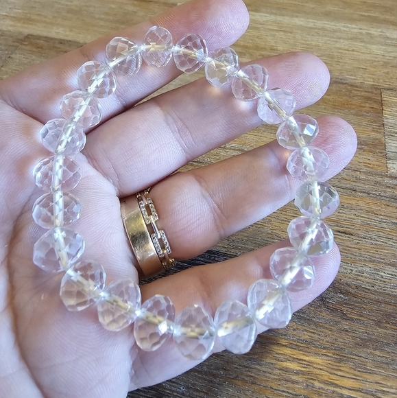 10mm Clear Quartz Faceted Crystal Bracelet - Picture 2 of 9